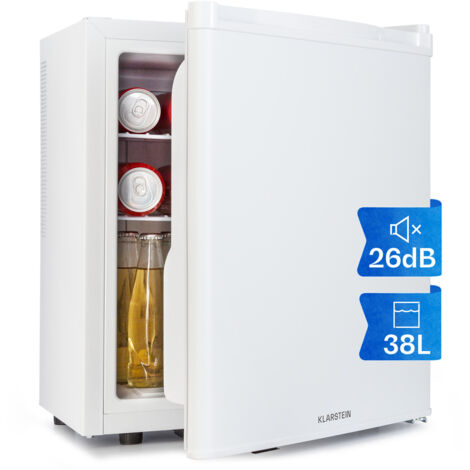 Klarstein Mini Kühlschrank für Zimmer, Mini-Kühlschrank für Getränke, Snacks & Kosmetik, Kleine Minibar, Kühlschrank Klein & Leise, Verstellbare Ablagen, Kleiner Skincar Kühlschrank 6-18°C, 38L (1/5)