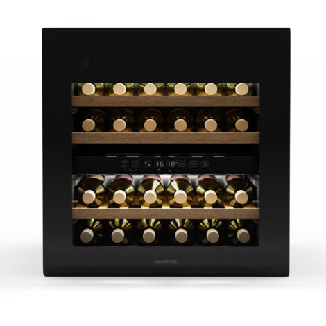 Klarstein Illuminosa Einbau-Weinkühlschrank – 57 Flaschen – 2 Zonen – 5–22°C – LED – UV-Schutz – Buchenholzregale – Leise