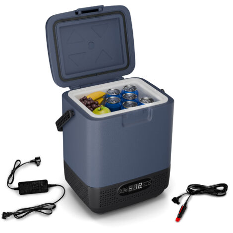 Klarstein 12L Mobiler Mini-Kühlschrank Mit Großem Fach, LCD-Panel, Starkem Kompressor & Anti-Schock-Technologie - Ideal Als Kühlbox Für Camping, Büro Oder Unterwegs