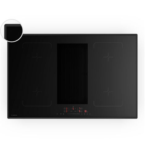 Klarstein Velaire Flex Induktionskochfeld mit Dunstabzug - 80cm, 4 Flex-Zonen, 8400W Boost, Touch-Slider, Timer, Kindersicherung, Restwärmeanzeige, Induktionsfeld mit Abzug, Schwarz Glas