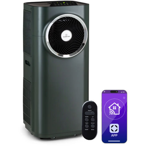 Klarstein Climatiseur mobile, climatiseur 5 en 1, ventilateur, déshumidificateur, purificateur d'air & mode nuit, contrôle par application, climatiseur d'appartement, 11 500 BTU, anthracite