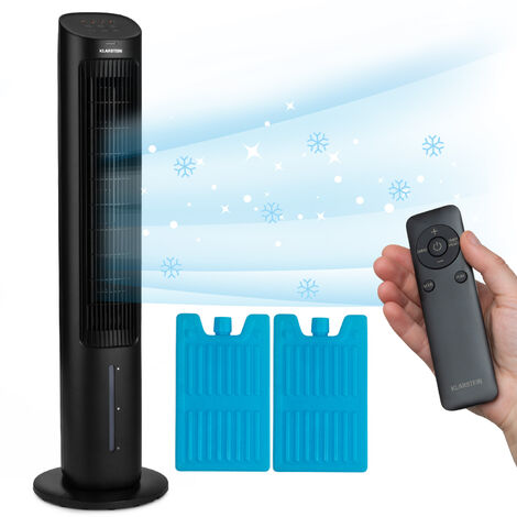 Klarstein Klimagerät Mobil, 5-in-1 Mobiler Luftkühler mit Nachtmodus, Ventilator Leise, Luftbefeuchter & Luftreiniger, Mobiles Klimagerät ohne Abluftschlauch, Turmventilator 360 m³/h, 50 Watt, Schwarz