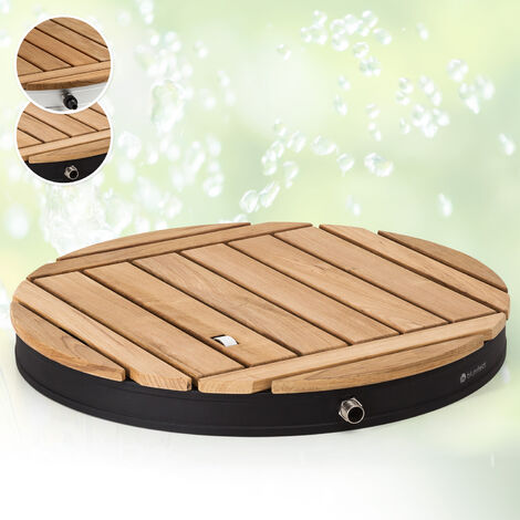 Blumfeldt Mobile Gartendusche, Aussendusche für den Garten, Bodendusche mit 4m Wasserstrahlhöhe, Boden-Gartendusche mit Holz-Optik für Pool & Sauna, Außendusche Wasserdicht, Frost- & UV-Beständig