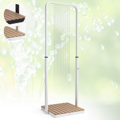 Blumfeldt Blumfeldt Gartendusche, Aussendusche für den Garten, Bodendusche mit Verstellbarem Duschkopf, Boden-Gartendusche aus Holz für Pool & Sauna, Mobile Holz-Außendusche Wasserdicht, Frost- & UV-B