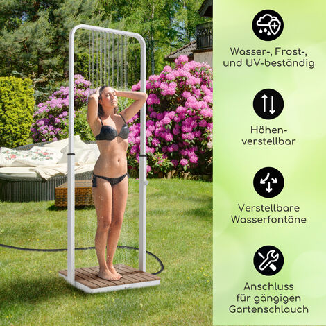 Blumfeldt Blumfeldt Gartendusche, Aussendusche für den Garten, Bodendusche mit Verstellbarem Duschkopf, Boden-Gartendusche aus Holz für Pool & Sauna, Mobile Holz-Außendusche Wasserdicht, Frost- & UV-B