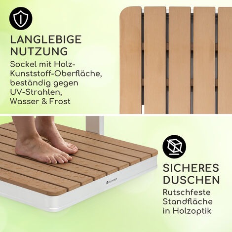 Blumfeldt Blumfeldt Gartendusche, Aussendusche für den Garten, Bodendusche mit Verstellbarem Duschkopf, Boden-Gartendusche aus Holz für Pool & Sauna, Mobile Holz-Außendusche Wasserdicht, Frost- & UV-B