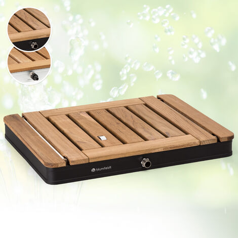Blumfeldt Blumfeldt Mobile Gartendusche, Aussendusche für den Garten, Bodendusche mit 4m Wasserstrahlhöhe, Boden-Gartendusche aus Holz für Pool & Sauna, Holz-Außendusche Wasserdicht, Frost- & UV-Bestä