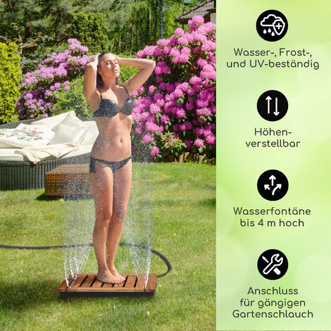 Blumfeldt Blumfeldt Mobile Gartendusche, Aussendusche für den Garten, Bodendusche mit 4m Wasserstrahlhöhe, Boden-Gartendusche aus Holz für Pool & Sauna, Holz-Außendusche Wasserdicht, Frost- & UV-Bestä