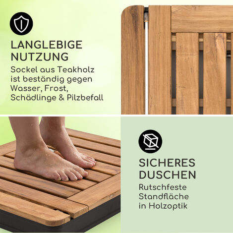 Blumfeldt Blumfeldt Mobile Gartendusche, Aussendusche für den Garten, Bodendusche mit 4m Wasserstrahlhöhe, Boden-Gartendusche aus Holz für Pool & Sauna, Holz-Außendusche Wasserdicht, Frost- & UV-Bestä