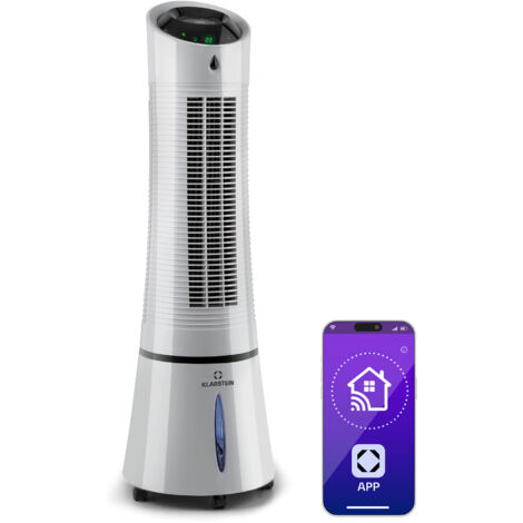 Klarstein 4-in-1: Luftkühler, Ventilator, Luftbefeuchter & Ionisation I 6 L Wassertank, Oszillation, 30 W, 210 m³/h, Timer I Klimagerät ohne Abluftschlauch, Mobiles Klimagerät, Silber