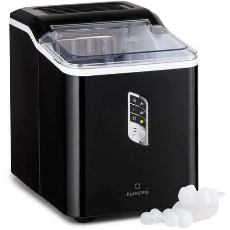 Klarstein Eiswürfelmaschine Klein, Schneller Ice Cube Maker, Eiswürfelbereiter Selbstreinigend, Eiswürfelgerät für Große und Kleine Eiswürfel, mit Eiswürfelbehälter, 12kg/24h, Fassungsvermögen 1,5 L