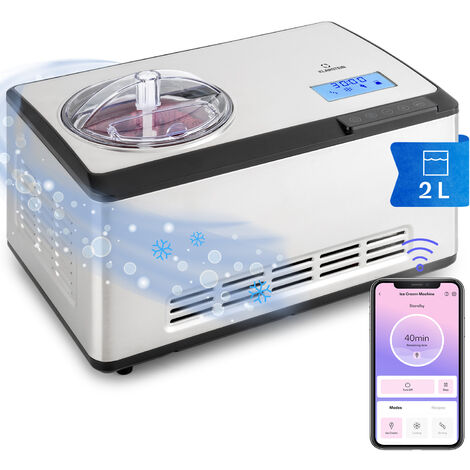 Klarstein Eismaschine, Softeismaschine für Joghurt, Softeis & Frozen Yogurt, Ice Cream Maker mit WiFi/App-Funktion, Eismaschine mit Kompressor, Selbstkühlend, Hausgemachtes Speiseeis & Sorbet, 180W