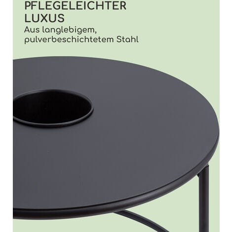 Blumfeldt Blumfeldt Beistelltisch Schwarz mit Blumentopf, Kleiner Metall-Beistelltisch Rund, Mini Beistelltisch fürs Wohnzimmer, Moderner Sofatisch, Beistelltisch Klein, Couch-Tisch mit Abnehmbarem Pf
