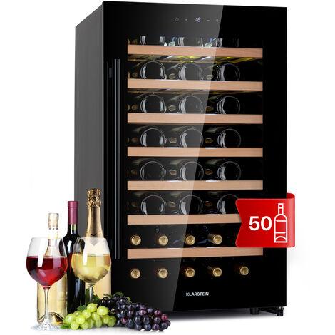 Klarstein Weinkühlschrank Freistehend, Kleiner Getränkekühlschrank Schmal, 1 Zone Weinkühlschrank mit Glastür, Indoor/Outdoor Beersafe, Kühlschrank Klein mit UV-Schutz, 5-18°C, 52 Flaschen (1/5)