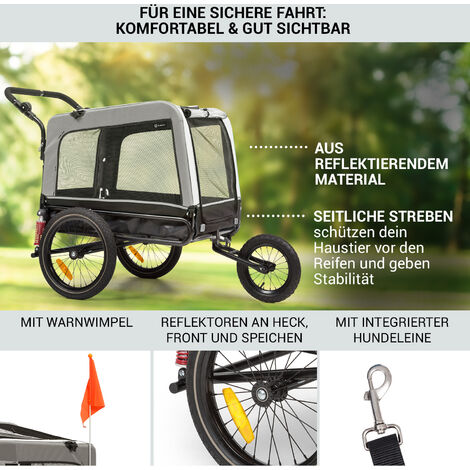 Hundeanhänger Fahrradanhänger Hunde Bis 40 Kg Schwarz/Grau Hauki