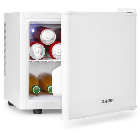 Klarstein Mini Kühlschrank Leise für Zimmer, Camping & Kosmetik, Kühlschrank Klein, Geheimversteck für Getränke & Snacks, Minikühlschrank Lautlos, Kühlschrank Mini 4,5-15°C, Minibar 17 L, Weiß