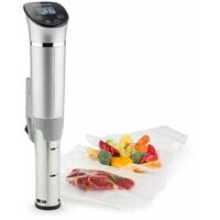 Klarstein Quickstick- Sous-Vide Garer, Präzisionskochtopf, Schongarer, 1300 Watt, Timerfunktion, 3D Circulating, 0-95 °C, LCD Touch-Display, wasserdicht, bis 20 Liter, flex, silber