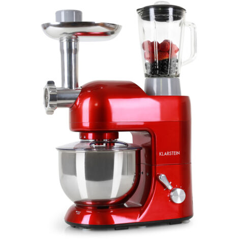 Klarstein Stand Mixer, 5L Food Mixer for Baking with Bowl, 1800W Cake Mixer w/ Beater, Dough Hook, Whisk, 1.5L Blender, Food Processor Meat Grinder, 6 Speed Electric Mixer for Baking Bread Pastry