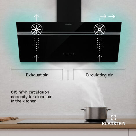 KLARSTEIN SleekAir Cooker Hood - 90cm Kitchen Extractor, 718 M³/h Air Flow, A Energy Efficiency, Touch Control, LED Lighting 2700-6500K, Quiet, Dual Ventilation, White