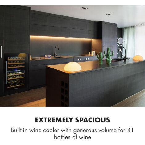 Klarstein Built-In Wine Cooler Fridge, Dual Zone Wine Fridge with Glass Door, 132L Slimline Drinks Fridge for Beer & Wine, Chiller Bottle Fridge for Home Pub, Indoor/Outdoor Bar Fridge, 35 Bottles