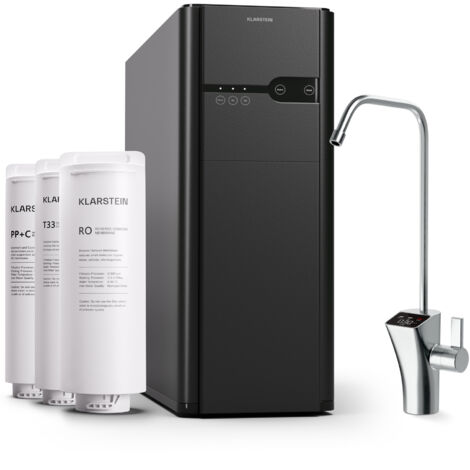 Klarstein osmosis water filter system for reverse osmosis, 600GPD under-sink water filter system for drinking water, 5-stage filtration, 3 filters, Achieves 99.99% purity, Fast RO reverse osmosis syst