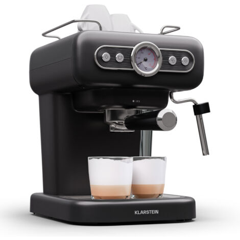 Klarstein Espresso Portafilter Machine with Milk Frother, 1.2 L Retro Mini Espresso Machine with Portafilter, 950 Watt Coffee Machine Small, Stainless Steel Coffee Machine for Cappuccino, Latte & Macc (1/5)