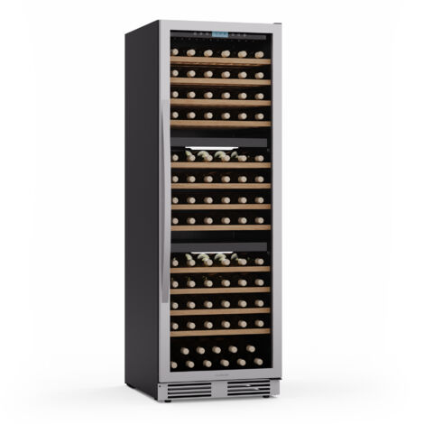 Klarstein Vinovilla Trio Wine Fridge - 144 Bottle Capacity, Trio Zone, 5-20°C, LED Lighting, UV Protection, Quite, Free-Standing Wine Cooler