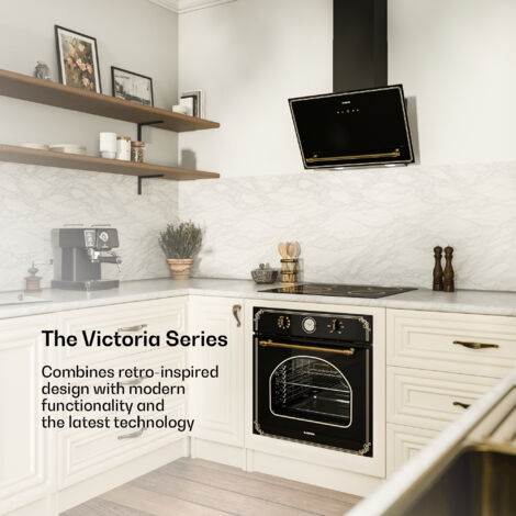 Klarstein Victoria Angled Cooker Hood - 60cm Black & Gold, 400m³/h Air ...