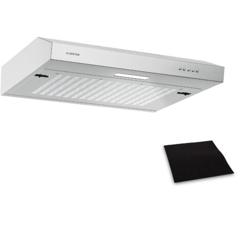 Klarstein SlimVent Under-Cabinet Hood, 60cm Space-Saving Kitchen Hood, 200 m³/h Airflow, Energy Efficiency A+, Quiet 52 dB, LED Lighting, Carbon Filter, Dishwasher-Safe Filters, Silver (1/5)