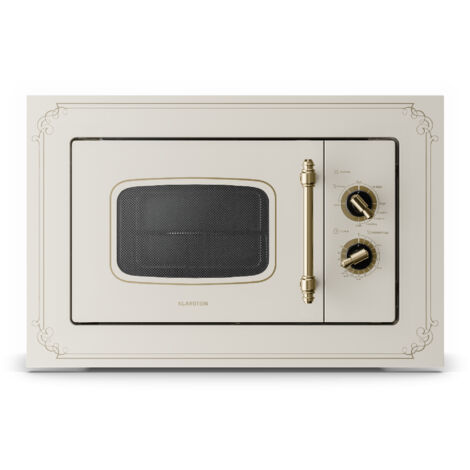Klarstein Victoria 20 built-in microwave - retro, 20 L, 800 W microwave/1000 W grill power, 3 combination functions, stainless steel, including mounting frame, ivory