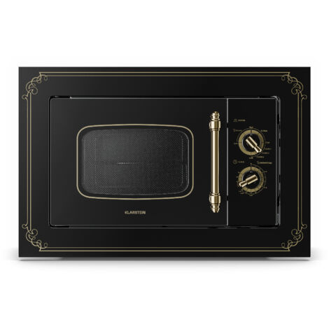 Klarstein Victoria 20 built-in microwave - retro, 20 L, 800 W microwave/1000 W grill power, 3 combination functions, stainless steel, including mounting frame, black