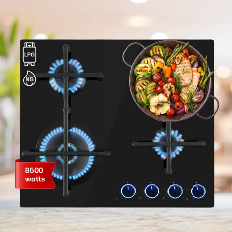Klarstein Gas Cooker, 4 Burners Gas Hob, 8.5 kW Built In Four Ring ...