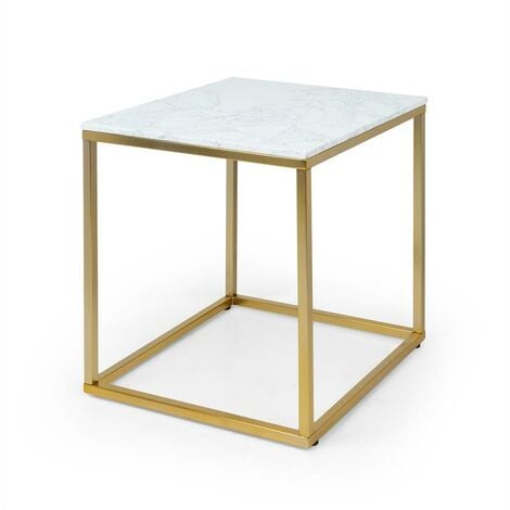 Besoa White Pearl I Coffee Table 50x50x50 (WxHxD) Marble Gold / White