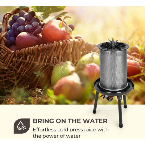 Max Water Pressure 3 Bar Waldbeck Fruit Punch 20 Hydro Juicer Capacity: 20 Litres Water Connections: R 3/4 Pressing Pressure: 20 T Black Max Filter Cloth & Splash Guard Steel Cold Press 