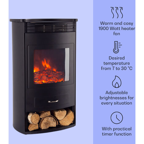 Klarstein Bormio Electric Fireplace 950/1900W Thermostat Weekly Timer