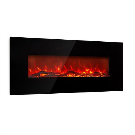 Klarstein Electric Fireplace, Electric Log Burner Indoor, 1600W Electric Fire Wall Mount Flame Electric Fire Place with LED Flame Effect, Fake Fireplace, Remote Control, Adjustable Thermostat Timer