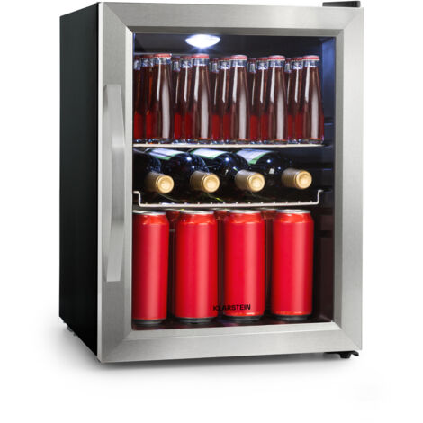 Klarstein Beer Fridge, Glass Mini Fridge for Bedrooms, Food, & Drinks, Small Fridge Wine Cooler, Glass Door Drinks Fridge, 33L Table Top Fridge w/ Removable Shelves, Indoor/Outdoor Home Bar Storage (1/5)