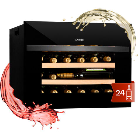 Klarstein Built-in Wine Cooler Drinks Fridge, 51L Single Zone Wine Fridges, Wine & Beer Bottles, Wine Fridge with Top-Down Glass Door, Indoor/Outdoor Bar Fridge & Wine Cooler for Garden, 24 Bottles