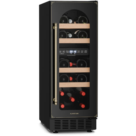 Klarstein Vinovilla Built-in Wine Cooler Drinks Fridge, Dual Zone Wine Fridges, Wine Prosecco & Beer Bottles, Touch Control, Indoor/Outdoor Bar Fridge & Wine Cooler for Garden, 5-22°C, 52L, 17 Bottles