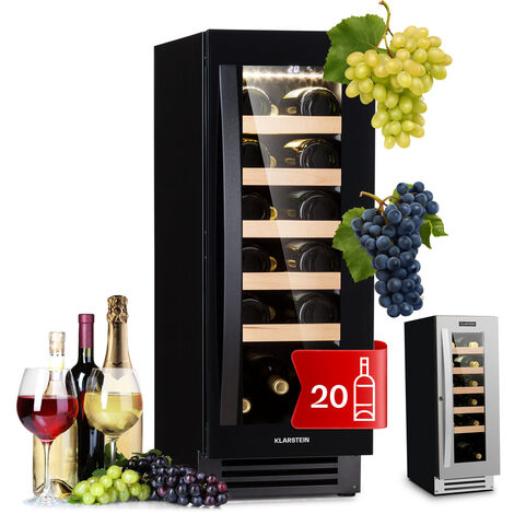 Klarstein Vinovilla Built-in Wine Cooler Drinks Fridge, Single Zone Wine Fridges, Wine Prosecco & Beer Bottles, Touch Pad, Indoor/Outdoor Bar Fridge & Wine Cooler for Garden, 5-20°C, 50L, 20 Bottles