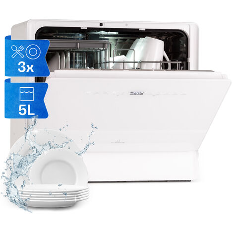 Klarstein Table Top Dishwasher, 6 Place Setting Mini Dishwasher, Quiet Operation Countertop Dishwasher w/ 7 Washing Programs, Compact Tabletop Dishwasher, Easy To Install Homes/Office Small Dishwasher