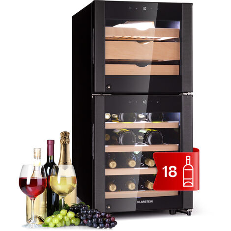 Klarstein Cheese & Wine Cooler, 89L Indoor Drinks & Wine Fridge, Large Bottle Beer Fridge w/ Glass Door, Cheese Storage Box Container for Fridge, LED Digital Display, Temperature Control, Hygrometer