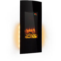 Klarstein Electric Fireplace, Electric Log Burner Indoor, 2000W Electric Fire Wall Mount Flame Electric Fire Place with LED Flame Effect, Fake Fireplace, Remote Control, Adjustable Thermostat Timer