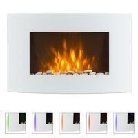 Lausanne Electric Fireplace 1000 or 2000 Watts 7 different background colours of glass
