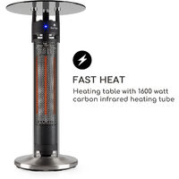 Primal Heat 95 Bistro Table Carbon IR Heating Element 1600W LED 95cm Glass