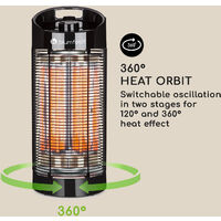 Heat Guru 360 Stand Radiant Heater 1200 / 600W 2 Heat Settings IPX4 Black - Black