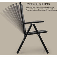 Estoril Garden Chair Poly Rattan Aluminium 7 Steps Hinged Black - Black