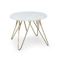 Round Pearl Coffee Table 55 x 45 cm (�xH) Marble Gold / White - Gold