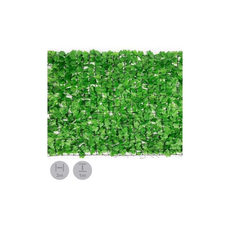 Clôture Brise-Vue Lierre Vert Clair 3m X 1m – Pare-Vue Extérieur En Feuillage Artificiel – Facile à Installer – Pour Jardin, Balcon, Terrasse