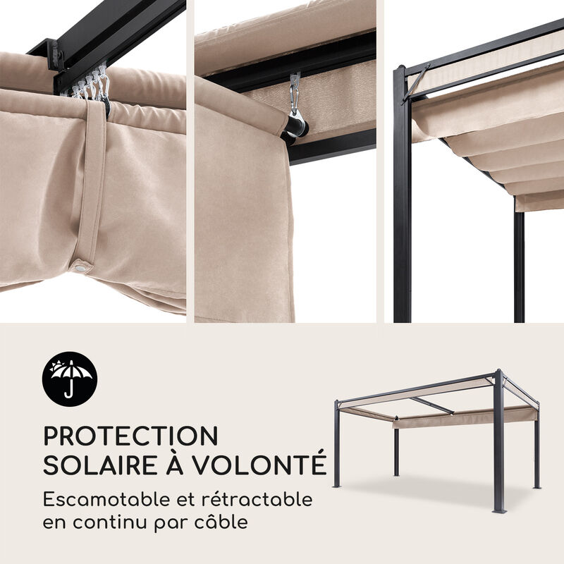 Blumfeldt Pantheon Cortina pavillon avec auvent 3x3 m 4 parties latérales beige 